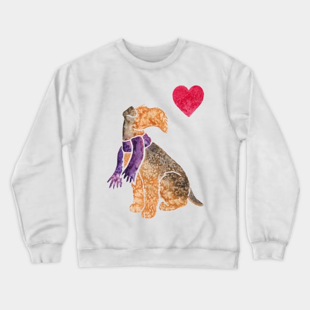 Watercolour Airedale Terrier Crewneck Sweatshirt by animalartbyjess